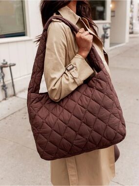 Poppy & Peonies Haul It Espresso Quilted Shoulder Bag
